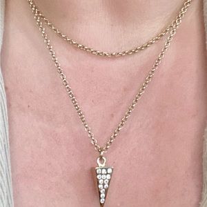 Melinda Maria Long Pave Pyramid Necklace